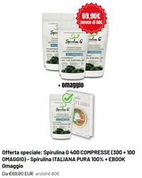 Offerta speciale: Spirulina G 400 COMPRESSE (300 + 100 OMAGGIO)  - Spirulina ITALIANA PURA 100%  + EBOOK Omaggio