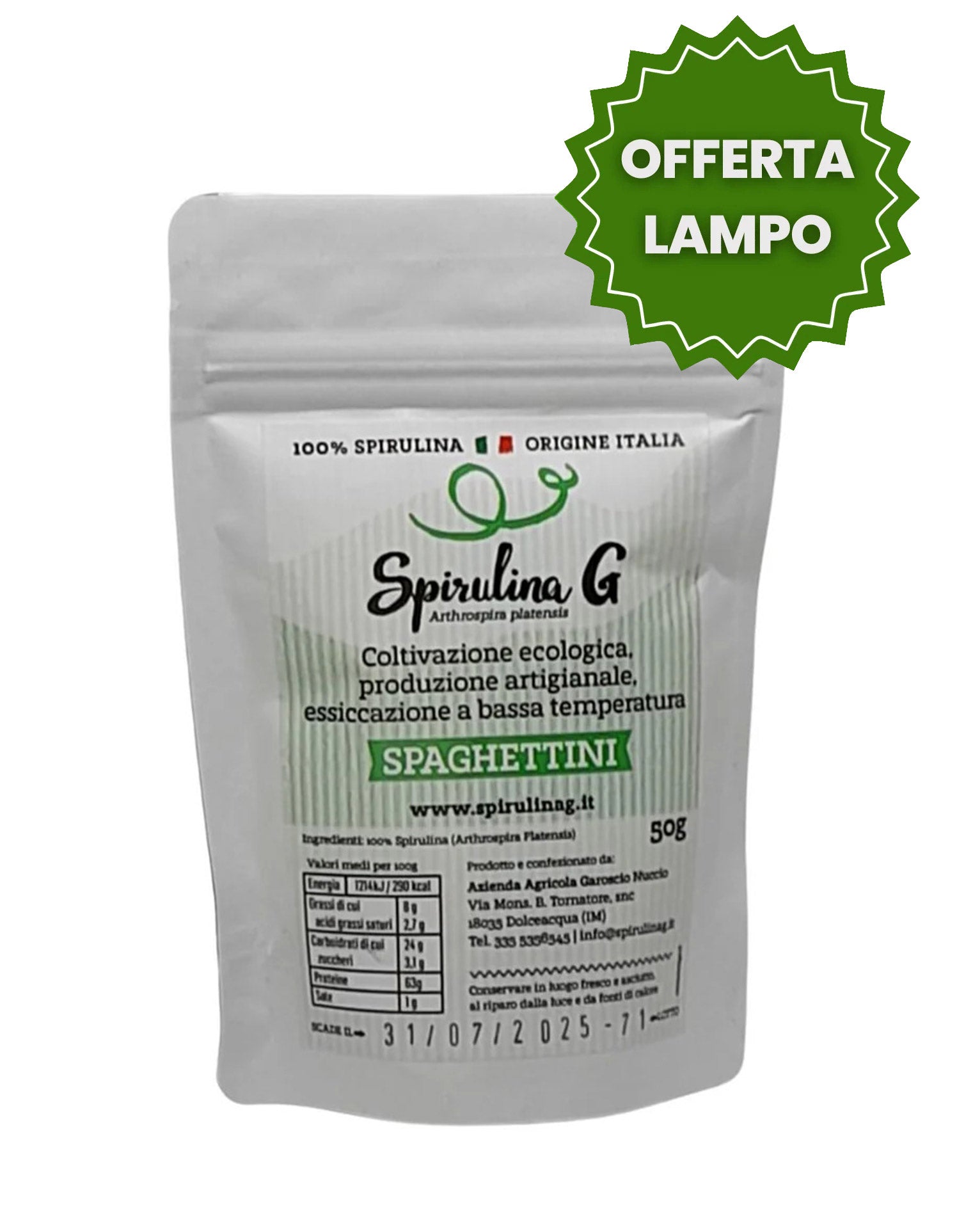 Offerta speciale Spirulina G in spaghettini da 50 grammi 100% Superfood  + EBOOK